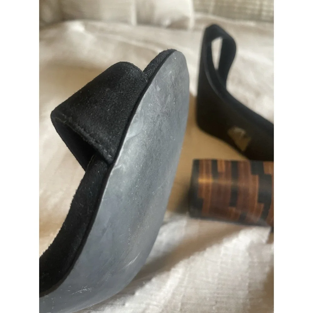 Jeffrey Campbell Lindsay Block heel Size 9.5 Club Party Cocktail Black Velvet